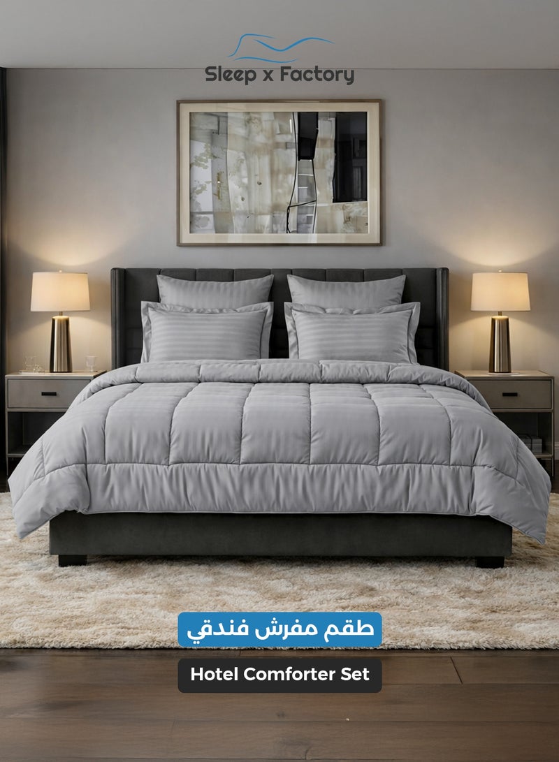 سليب × فاكتوري باقة فندقية فاخرة، لباد مرتبة بارتفاع 14 سم مع طقم لحاف فندقي فاخر بلون رمادي ووسادتين فندقيتين قطنية فاخرة، يناسب سرير مفرد مقاس 200 × 140 سم - Image 5